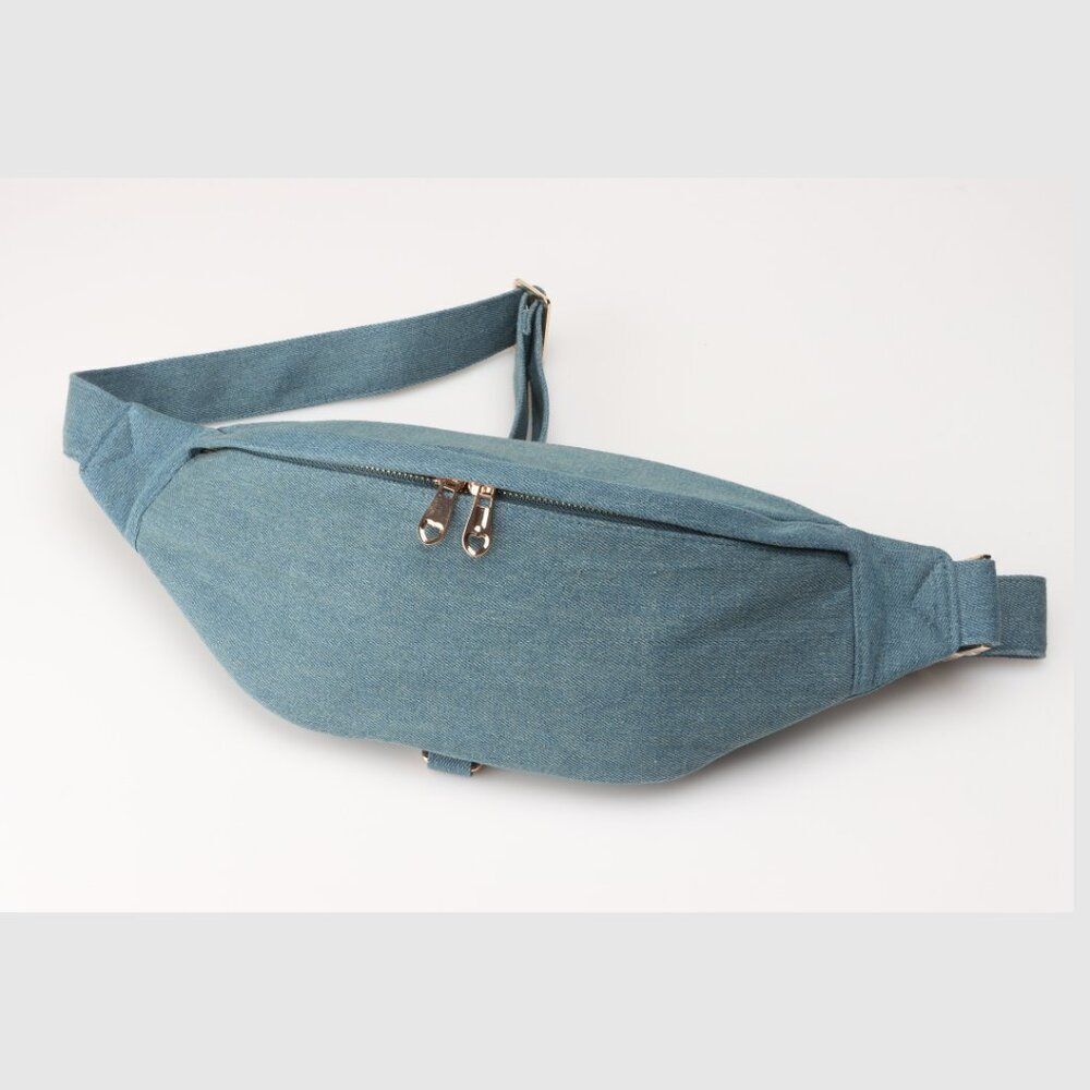 Blue Denim Bum Bag | Crossbody Denim Chest Fanny Pack Bag | Blue Denim Handbag
